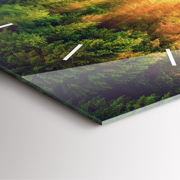 Square glass wall clock Sunset over the hills