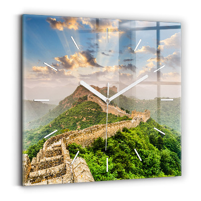 Square glass wall clock The Great Wall of China