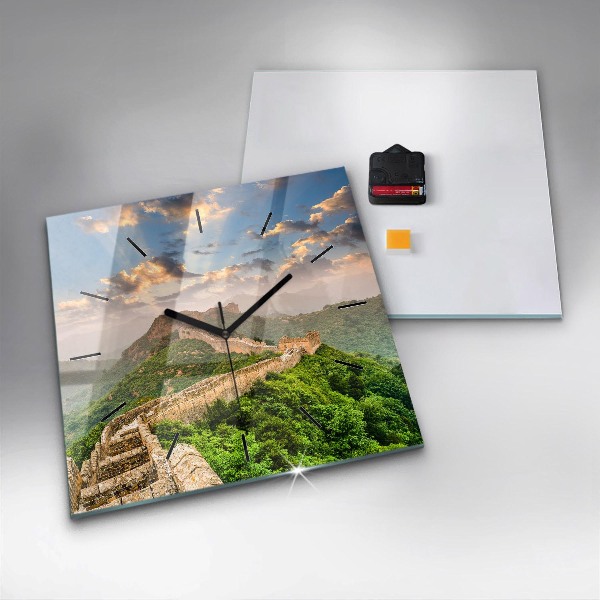 Square glass wall clock The Great Wall of China