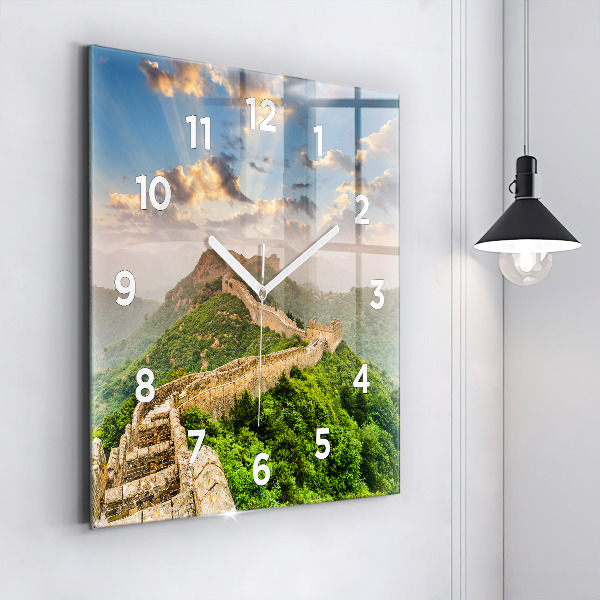 Square glass wall clock The Great Wall of China