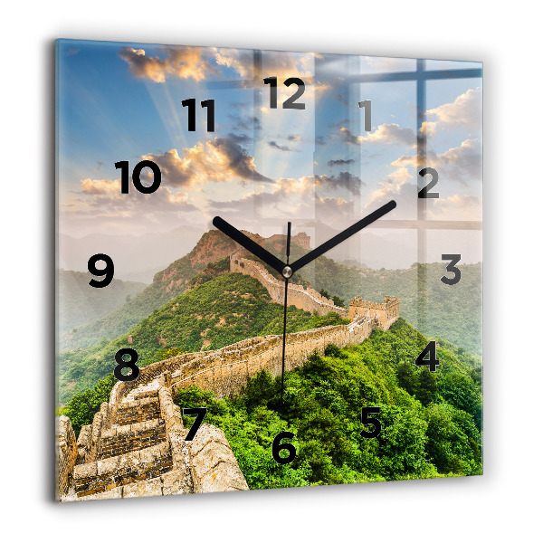 Square glass wall clock The Great Wall of China