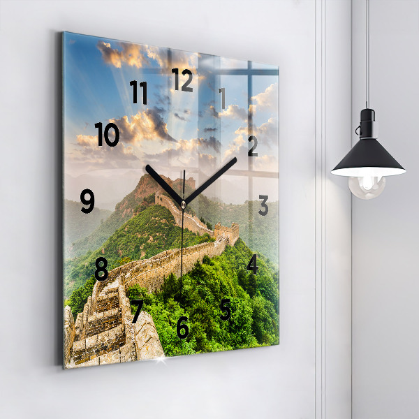 Square glass wall clock The Great Wall of China