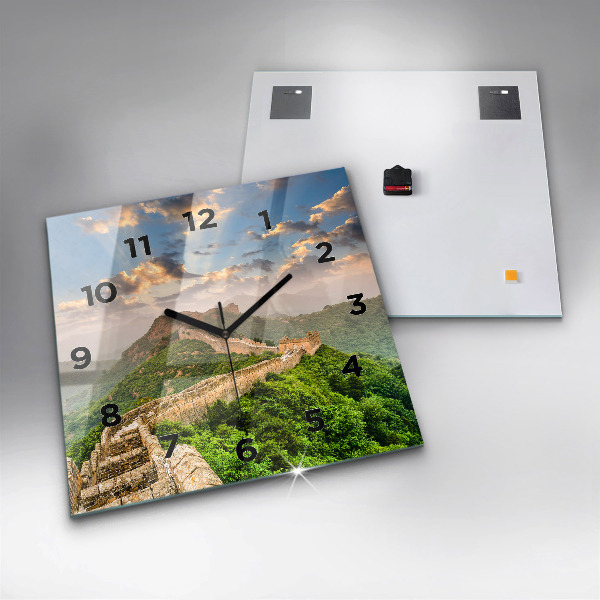 Square glass wall clock The Great Wall of China