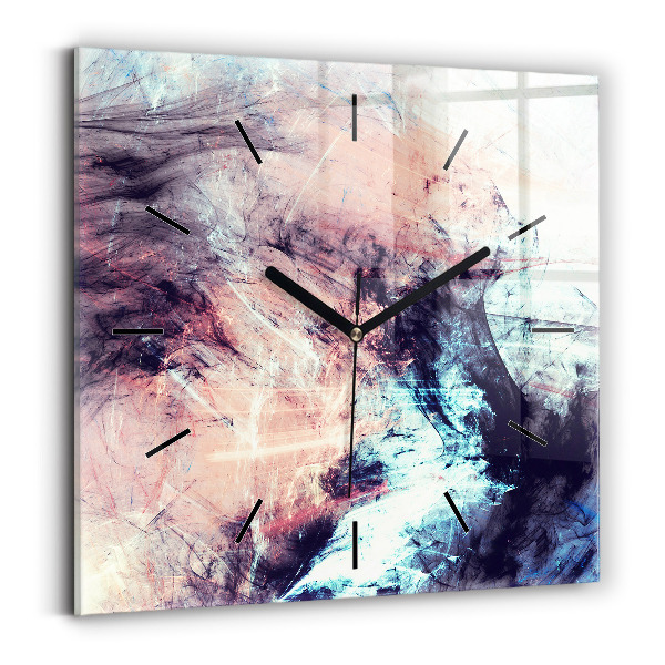 Square glass wall clock Abstract painting