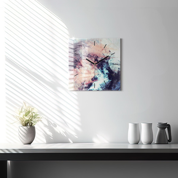 Square glass wall clock Abstract painting