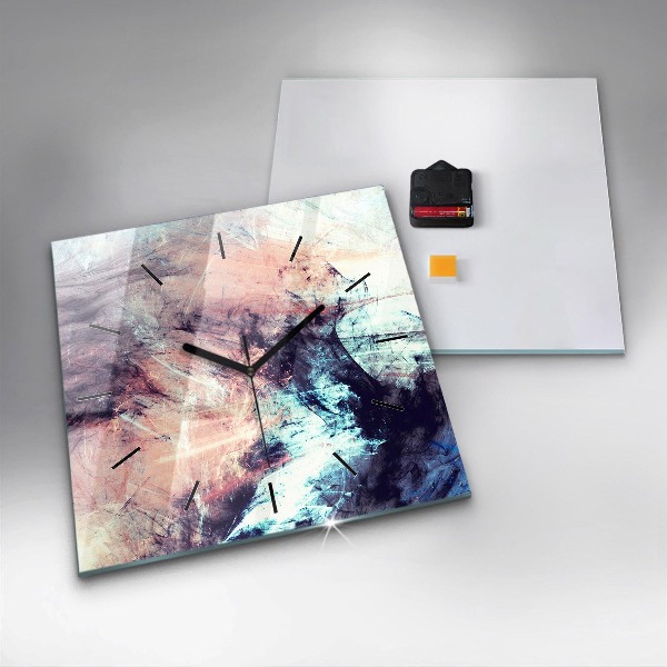 Square glass wall clock Abstract painting