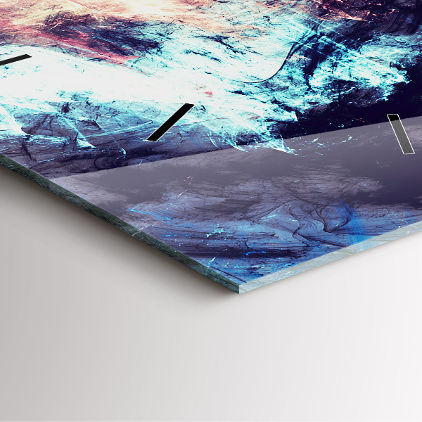 Square glass wall clock Abstract painting