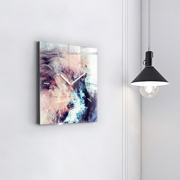 Square glass wall clock Abstract painting