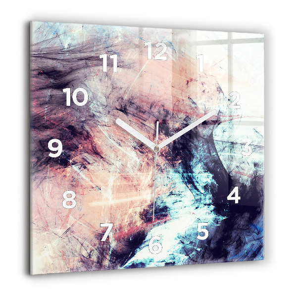 Square glass wall clock Abstract painting