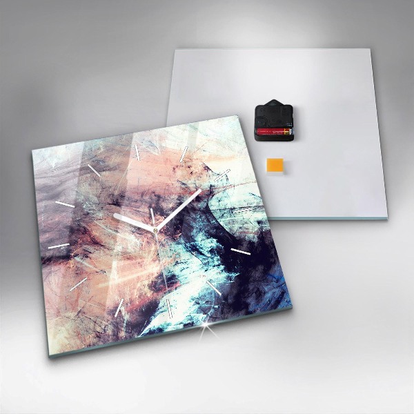 Square glass wall clock Abstract painting