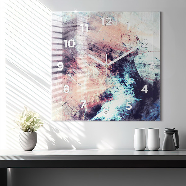 Square glass wall clock Abstract painting