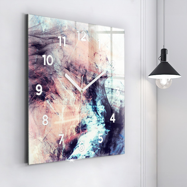 Square glass wall clock Abstract painting
