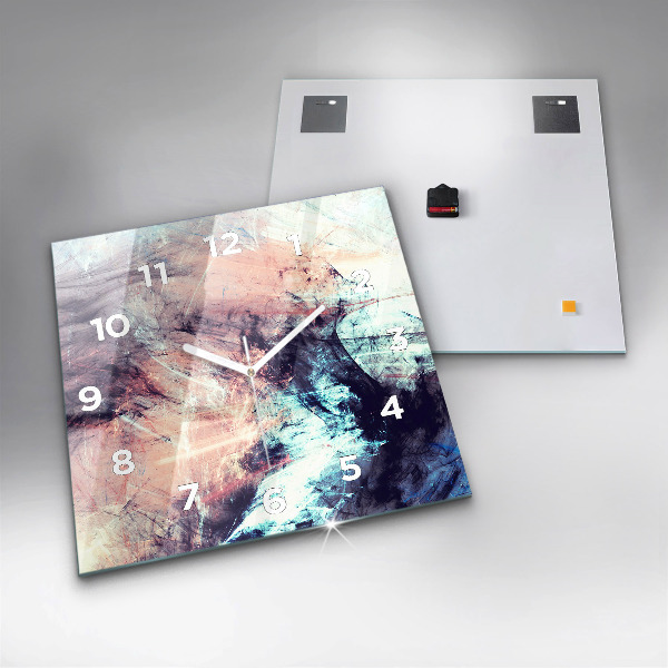 Square glass wall clock Abstract painting