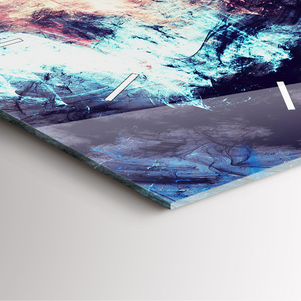 Square glass wall clock Abstract painting