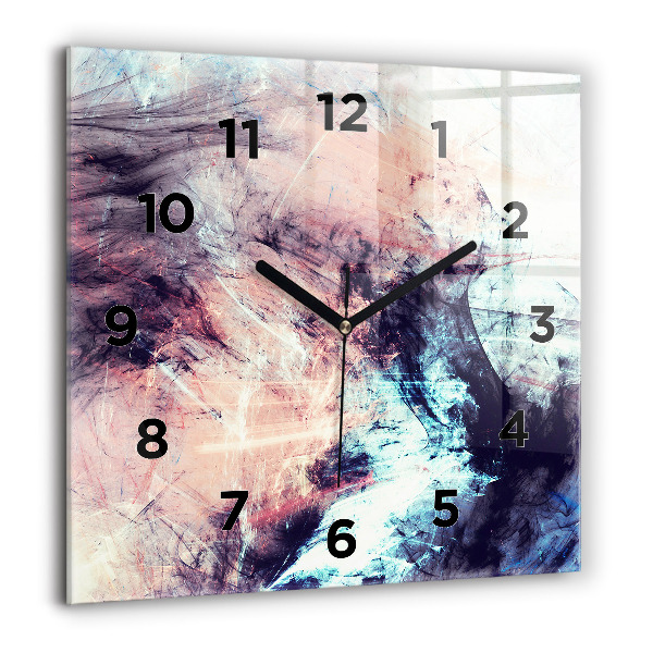Square glass wall clock Abstract painting
