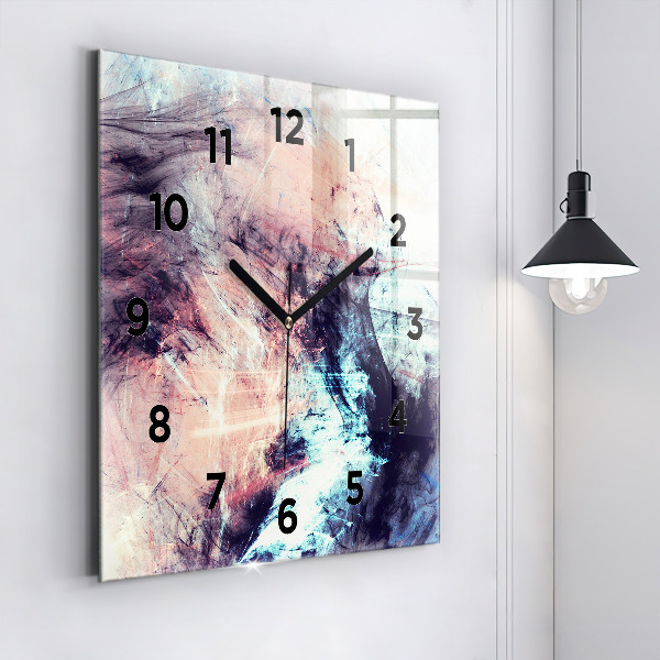 Square glass wall clock Abstract painting
