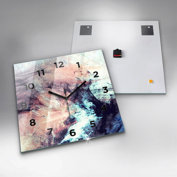 Square glass wall clock Abstract painting