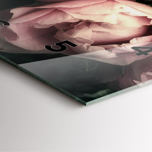 Square glass wall clock Bouquet of pink roses