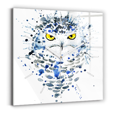 Square glass wall clock Owl look