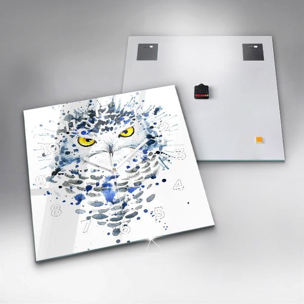 Square glass wall clock Owl look