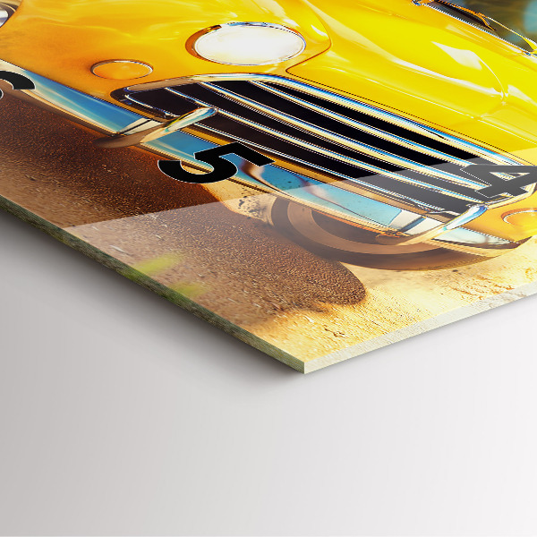 Square glass wall clock Car with surfboard