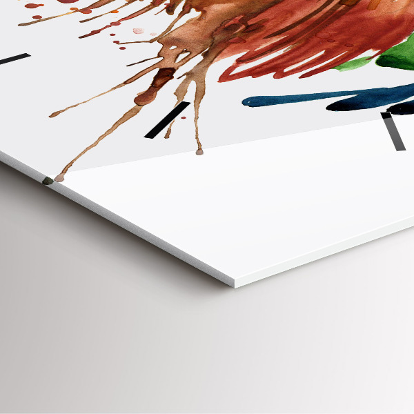 Square glass wall clock Colorful rooster