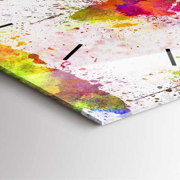 Square glass wall clock Watercolor map of the world