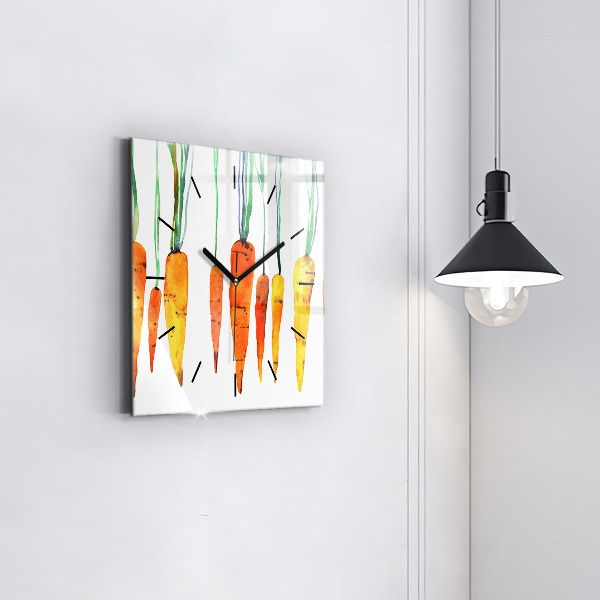 Square glass wall clock Carrot illustration
