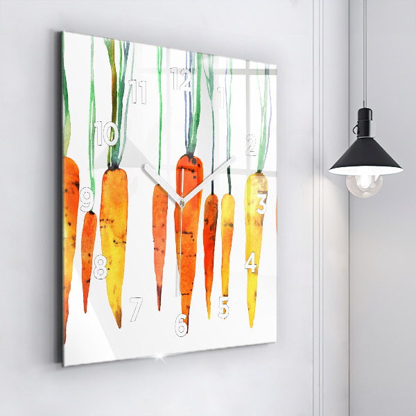 Square glass wall clock Carrot illustration