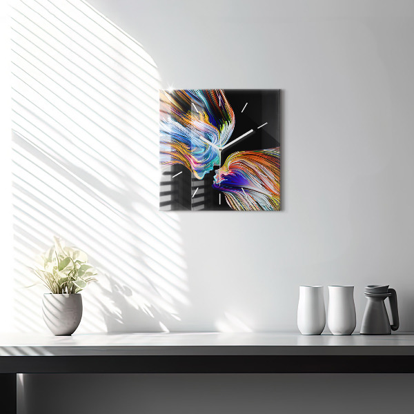Square glass wall clock Emotional art