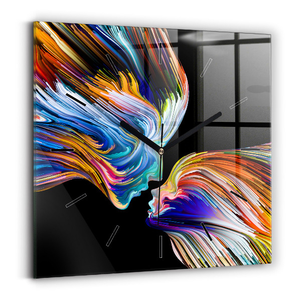 Square glass wall clock Emotional art