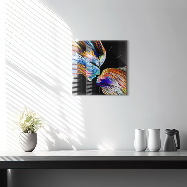Square glass wall clock Emotional art