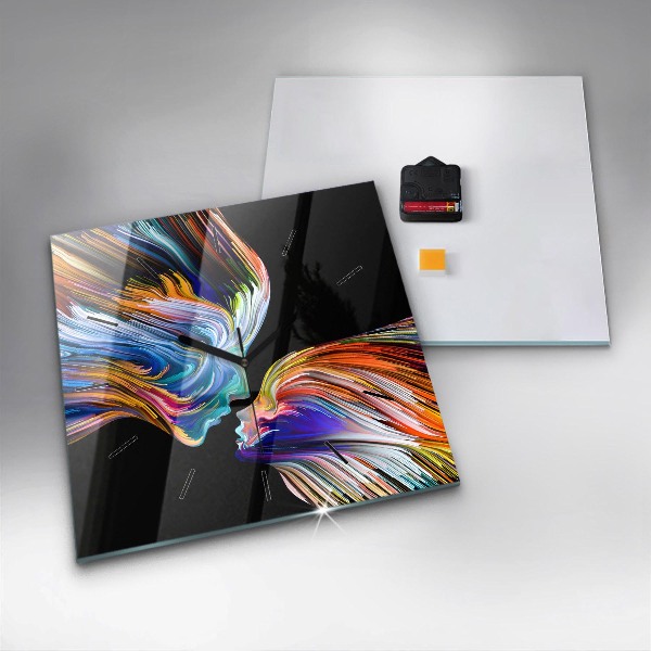 Square glass wall clock Emotional art