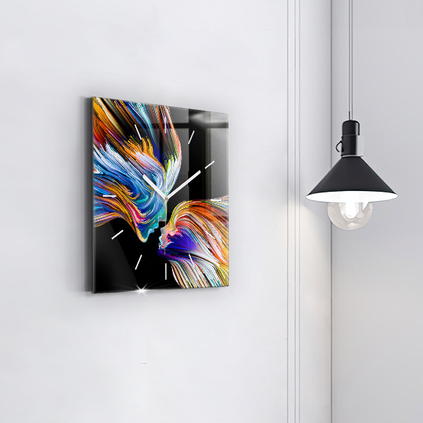 Square glass wall clock Emotional art