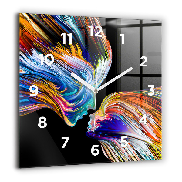 Square glass wall clock Emotional art