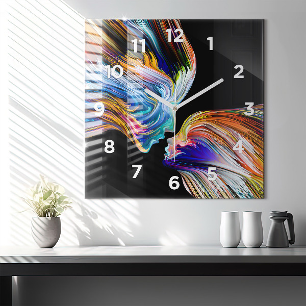 Square glass wall clock Emotional art