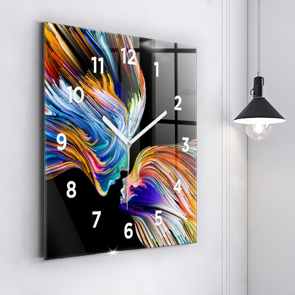 Square glass wall clock Emotional art