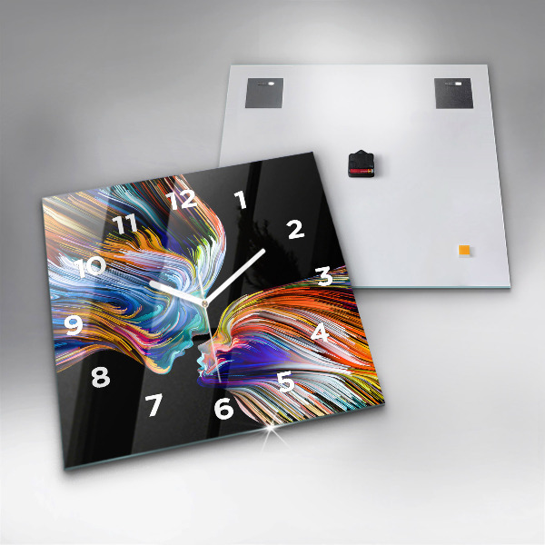 Square glass wall clock Emotional art