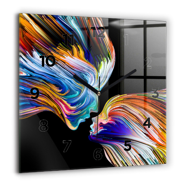 Square glass wall clock Emotional art