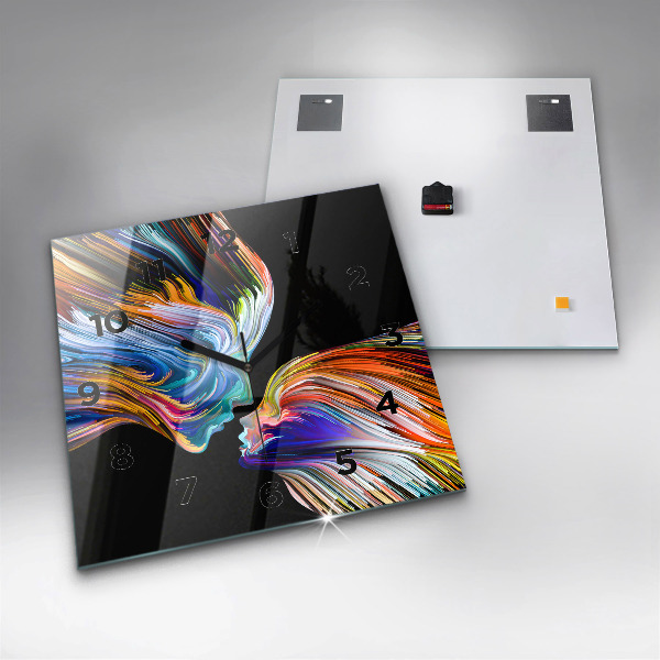 Square glass wall clock Emotional art