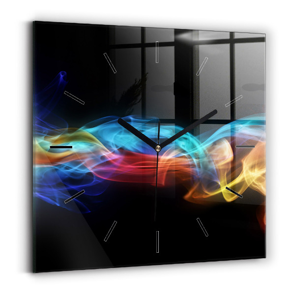 Square glass wall clock Abstract colorful lines