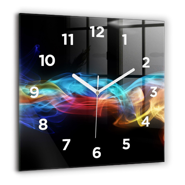 Square glass wall clock Abstract colorful lines