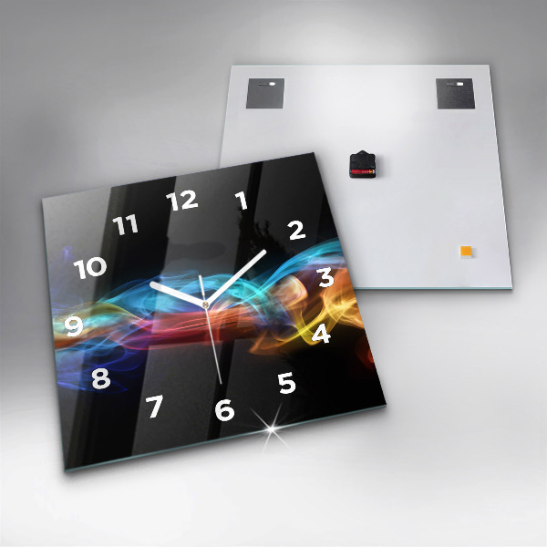 Square glass wall clock Abstract colorful lines
