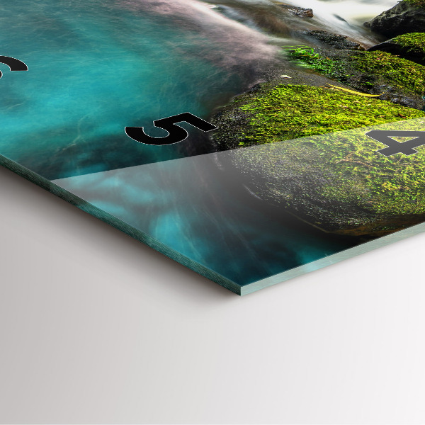 Square glass wall clock Waterfall Thailand