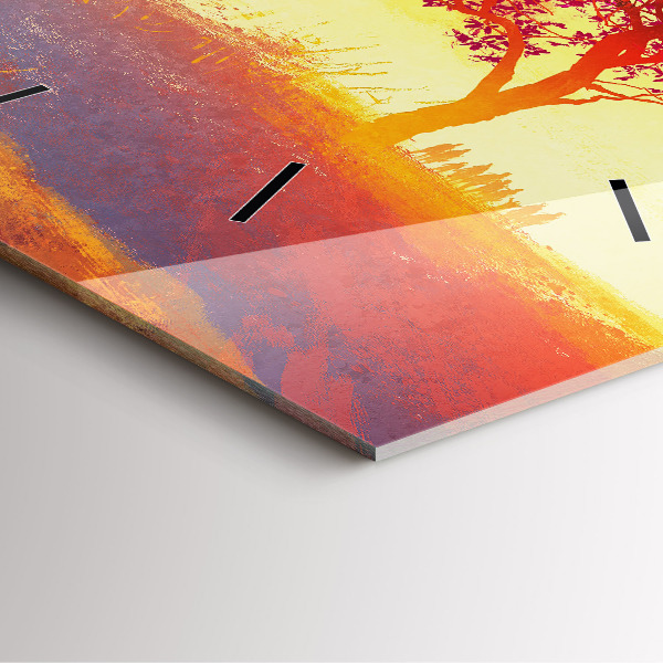 Square glass wall clock Autumn Landscape