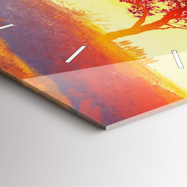 Square glass wall clock Autumn Landscape