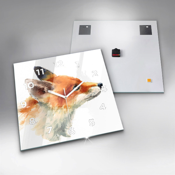 Square glass wall clock Watercolor young fox