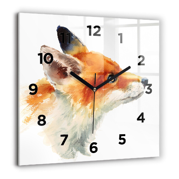Square glass wall clock Watercolor young fox