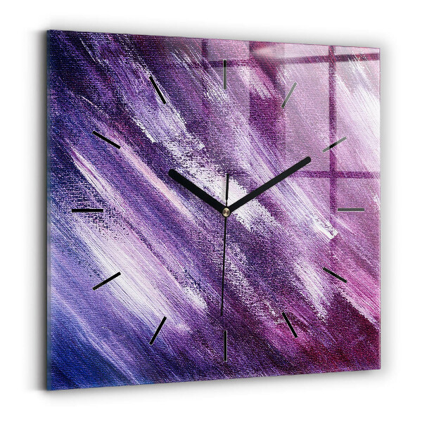 Square glass wall clock Acrylic paint texture