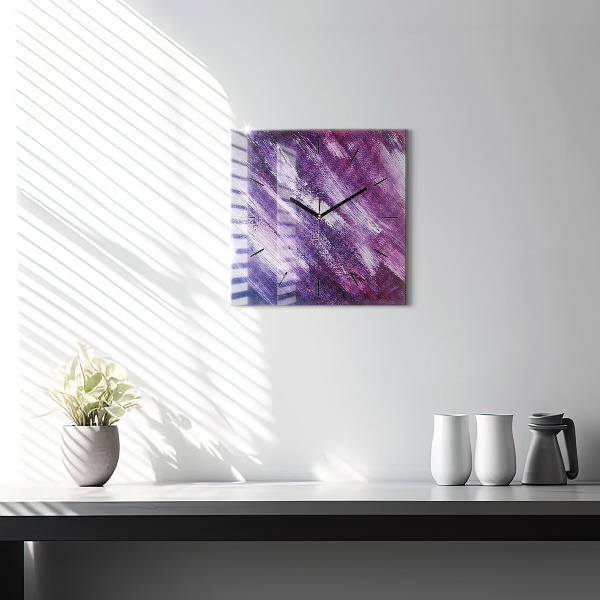 Square glass wall clock Acrylic paint texture